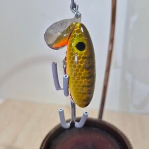 Fred Arbogast Jitterbug Vintage Fishing Lure Yellow Orange Honeycomb 3 Inch